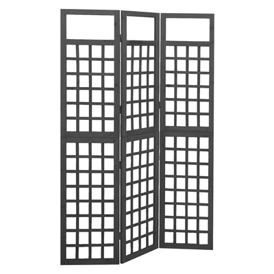 3-Panel Room Divider/Trellis Solid Fir Wood Black 121x180 cm