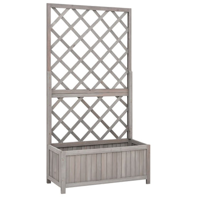 Garden Trellis Planter Grey 70x30x135 cm Solid Firwood