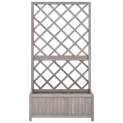 Garden Trellis Planter Grey 70x30x135 cm Solid Firwood