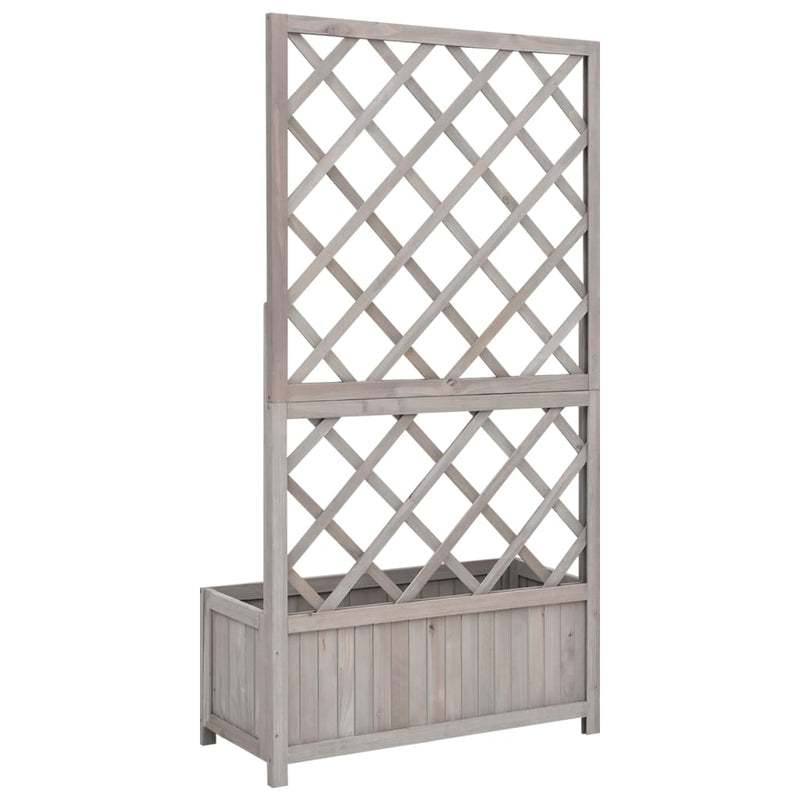 Garden Trellis Planter Grey 70x30x135 cm Solid Firwood