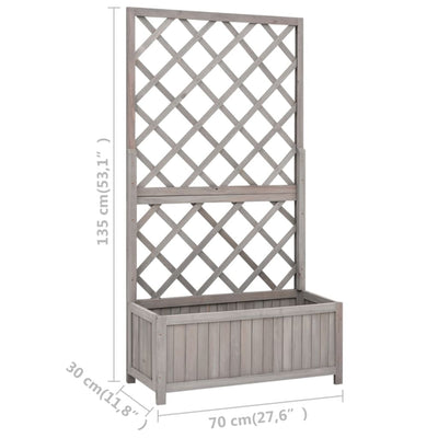 Garden Trellis Planter Grey 70x30x135 cm Solid Firwood