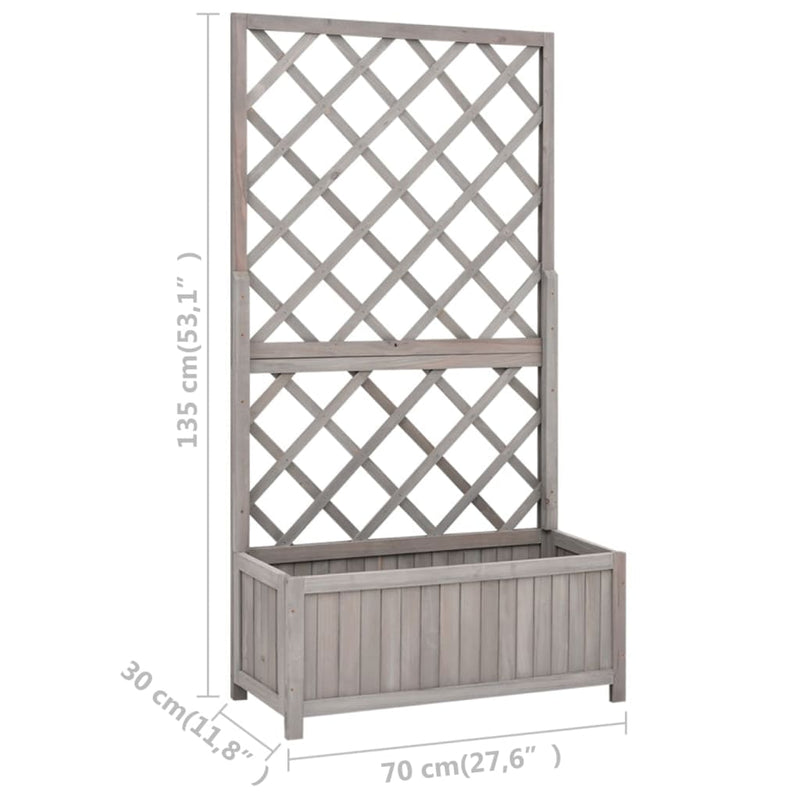 Garden Trellis Planter Grey 70x30x135 cm Solid Firwood