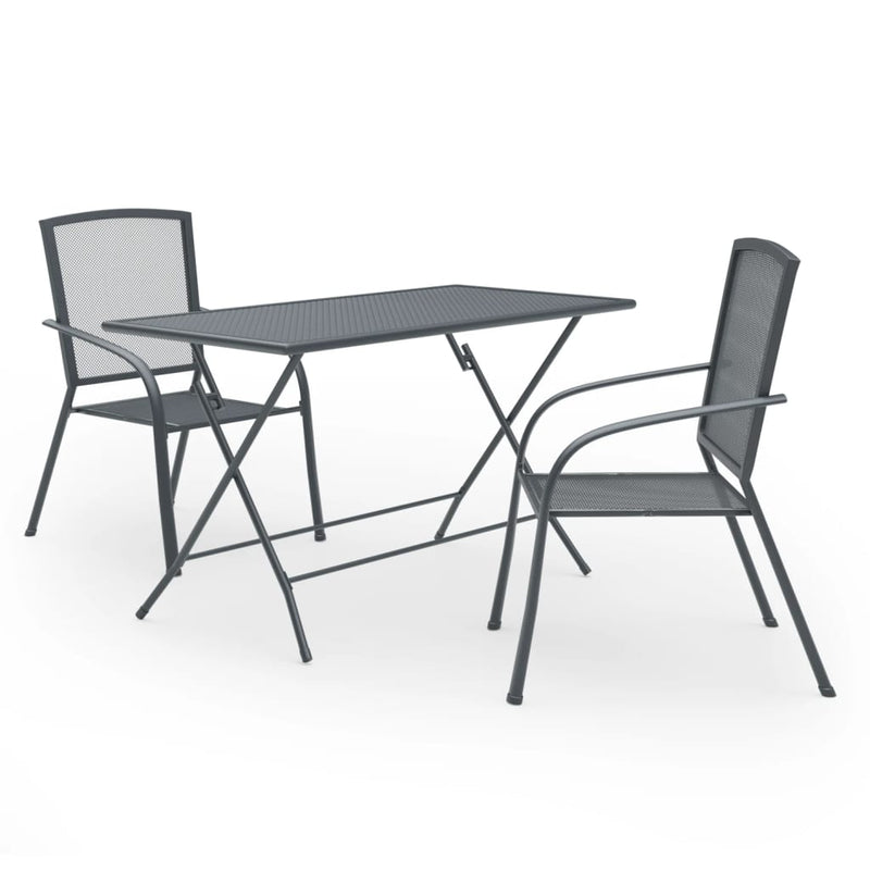 3 Piece Garden Dining Set Steel Anthracite