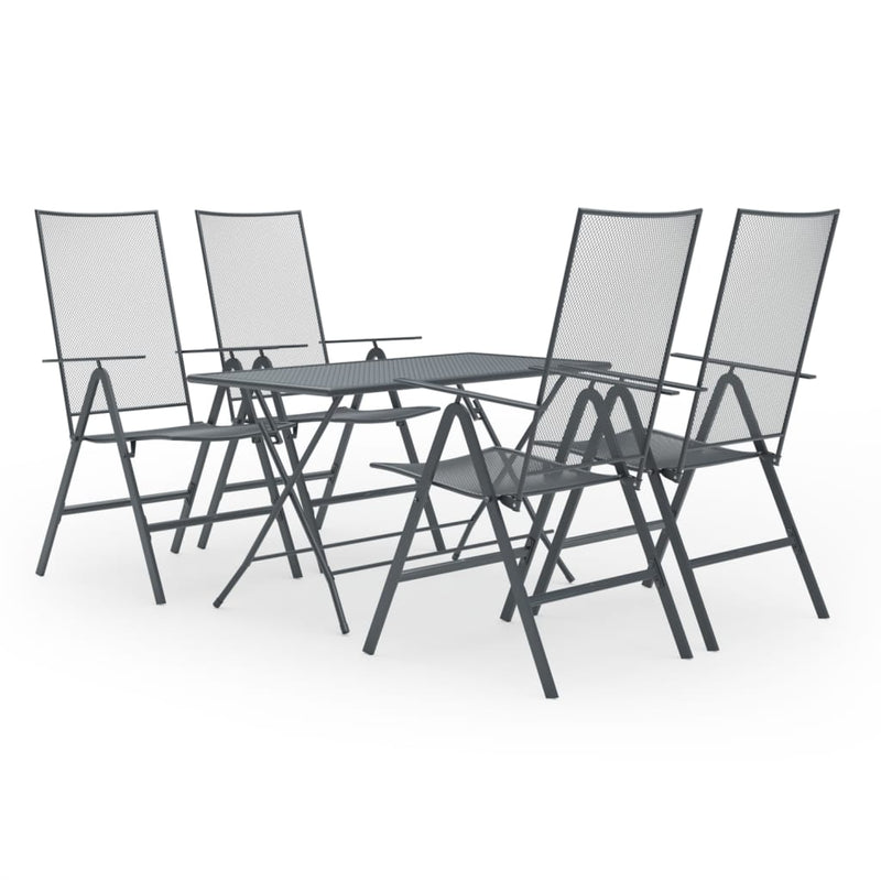 5 Piece Garden Dining Set Steel Anthracite