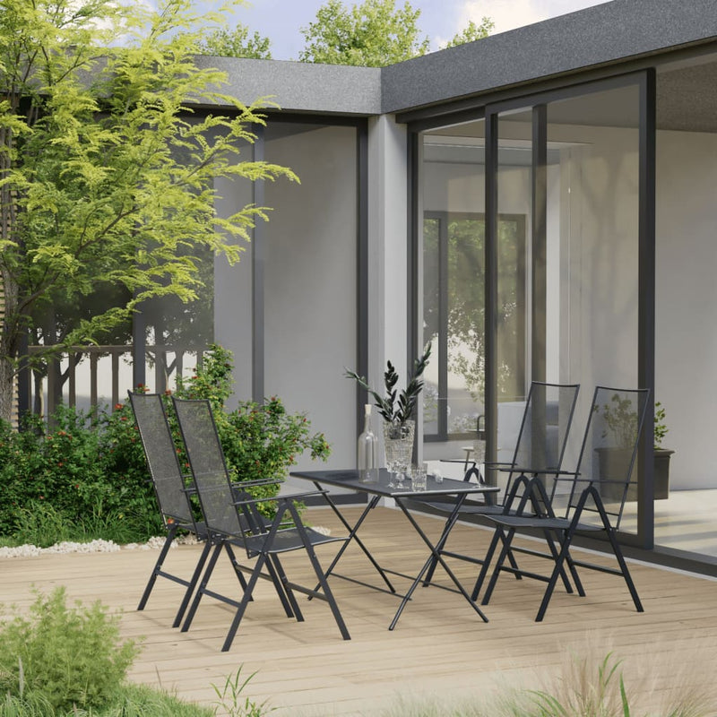 5 Piece Garden Dining Set Steel Anthracite