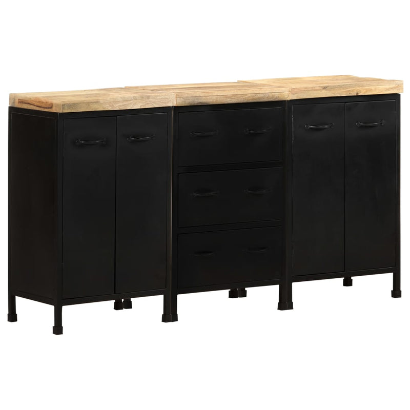 Sideboard with 3 Drawers and 4 Doors Rough Mango Wood