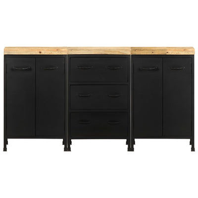 Sideboard with 3 Drawers and 4 Doors Rough Mango Wood