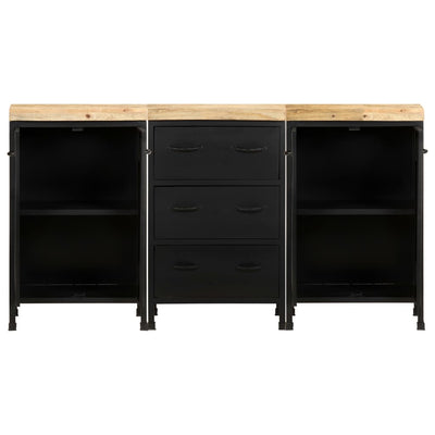 Sideboard with 3 Drawers and 4 Doors Rough Mango Wood