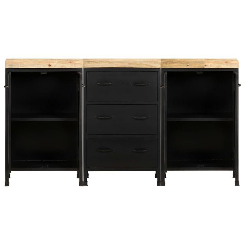 Sideboard with 3 Drawers and 4 Doors Rough Mango Wood