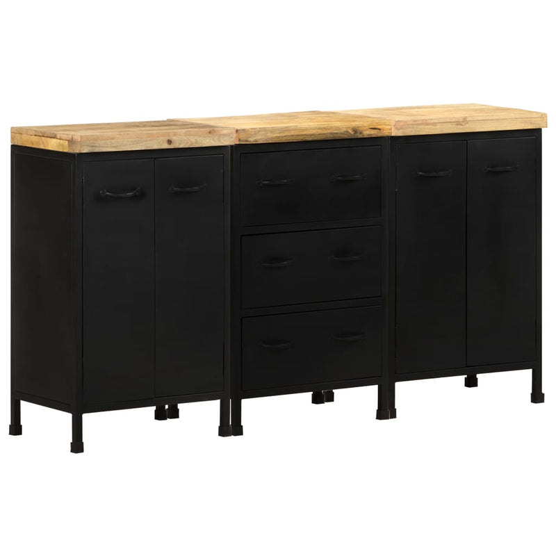 Sideboard with 3 Drawers and 4 Doors Rough Mango Wood