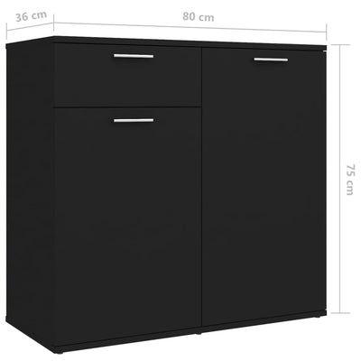 Sideboard Black 160x36x75 cm Engineered Wood