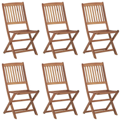 Folding Garden Chairs 6 pcs with Cushions Solid Acacia Wood