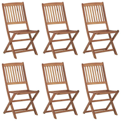 Folding Garden Chairs 6 pcs with Cushions Solid Acacia Wood