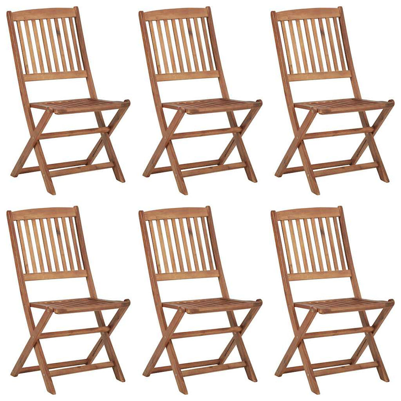 Folding Garden Chairs 6 pcs with Cushions Solid Acacia Wood