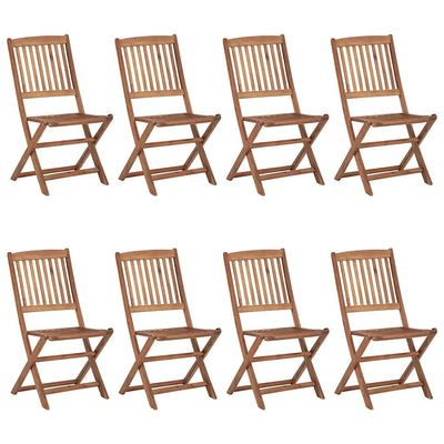 Folding Garden Chairs 8 pcs with Cushions Solid Acacia Wood