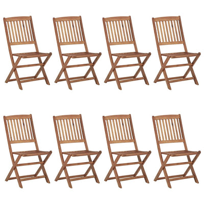 Folding Garden Chairs 8 pcs with Cushions Solid Acacia Wood