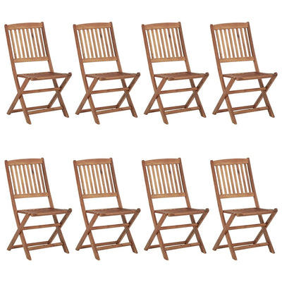 Folding Garden Chairs 8 pcs with Cushions Solid Acacia Wood