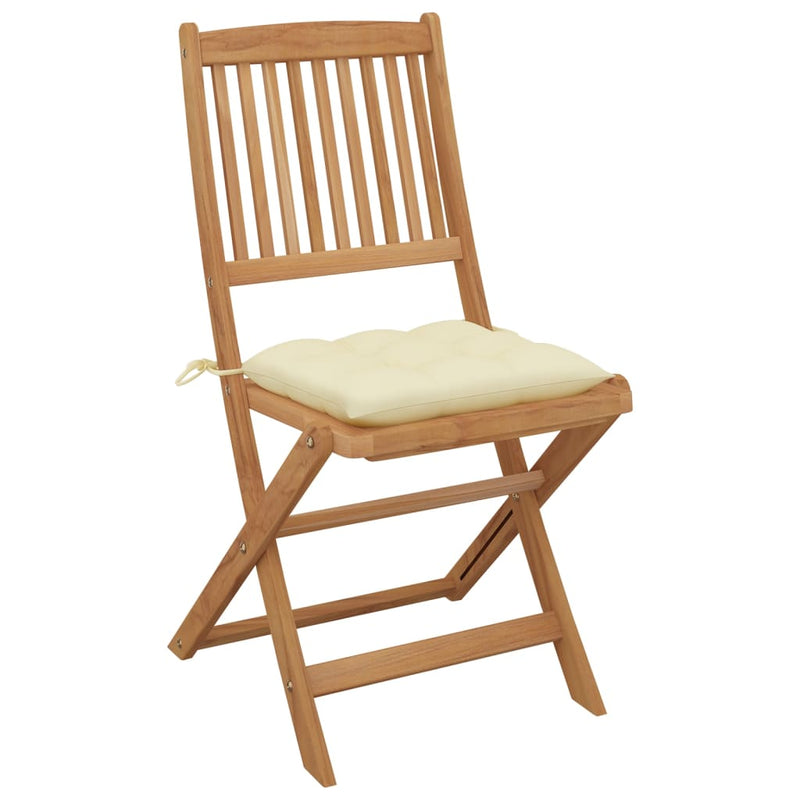 Folding Garden Chairs 8 pcs with Cushions Solid Acacia Wood