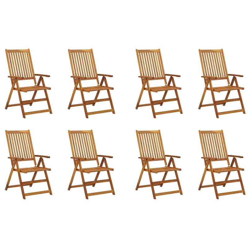 Folding Garden Chairs with Cushions 8 pcs Solid Wood Acacia