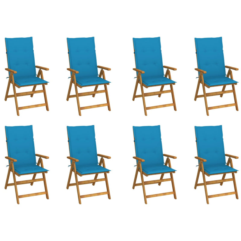 Folding Garden Chairs with Cushions 8 pcs Solid Wood Acacia