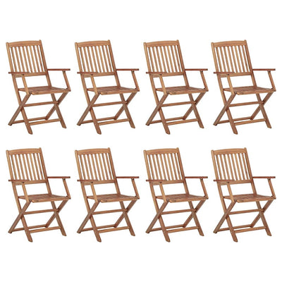 Folding Outdoor Chairs with Cushions 8 pcs Solid Wood Acacia