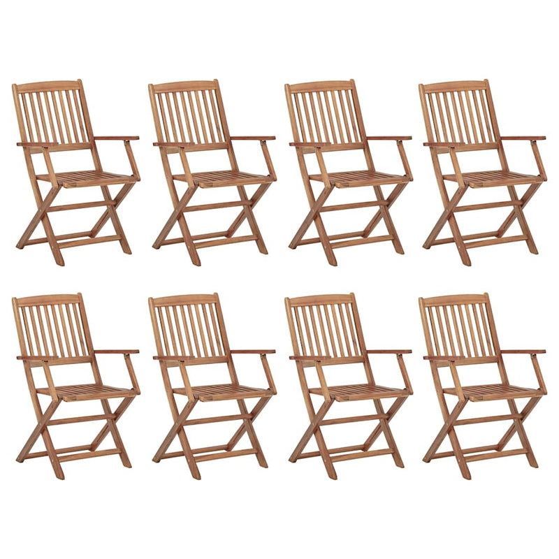 Folding Outdoor Chairs with Cushions 8 pcs Solid Wood Acacia