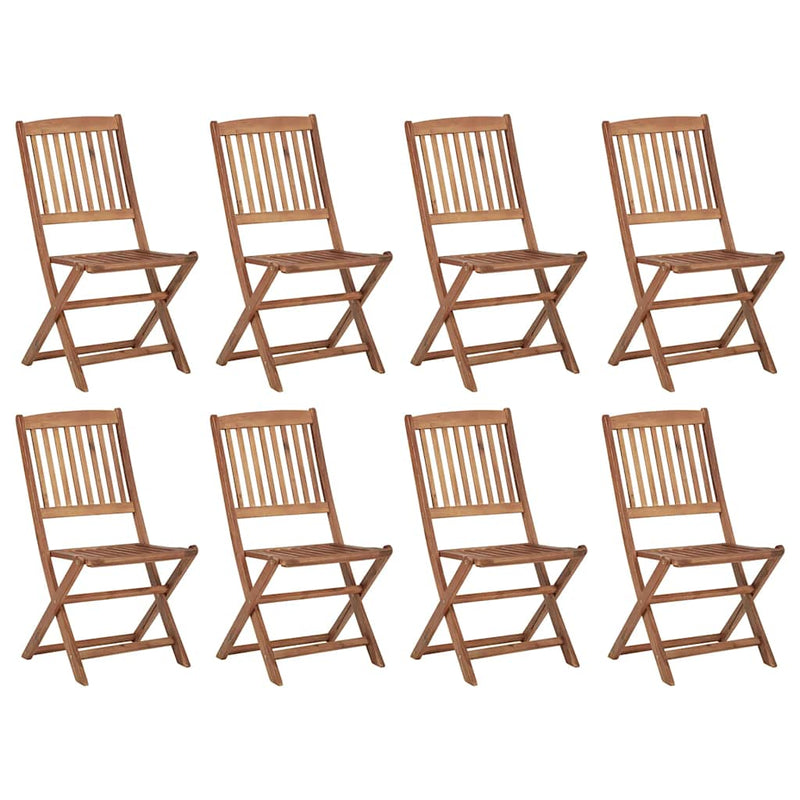 Folding Outdoor Chairs with Cushions 8 pcs Solid Wood Acacia