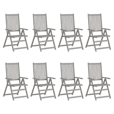 Garden Reclining Chairs 8 pcs Grey Solid Wood Acacia