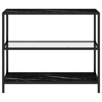 Shelf Transparent and Black Marble 100x36x90 cm Tempered Glass