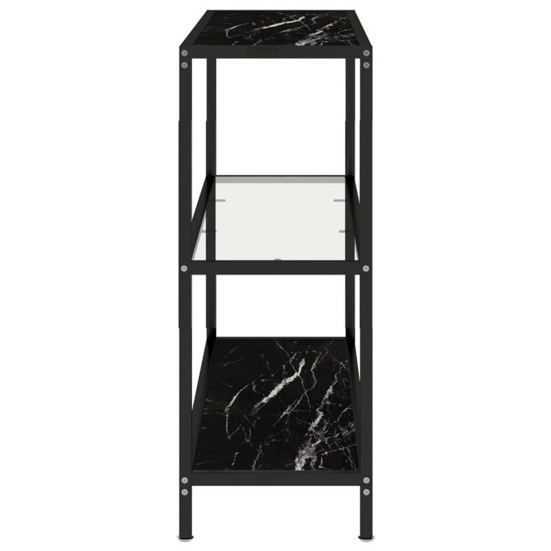 Shelf Transparent and Black Marble 100x36x90 cm Tempered Glass