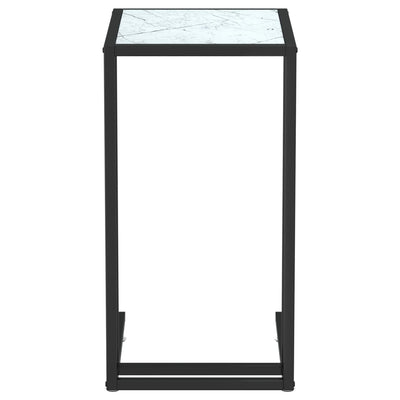 Computer Side Table White Marble 50x35x65 cm Tempered Glass