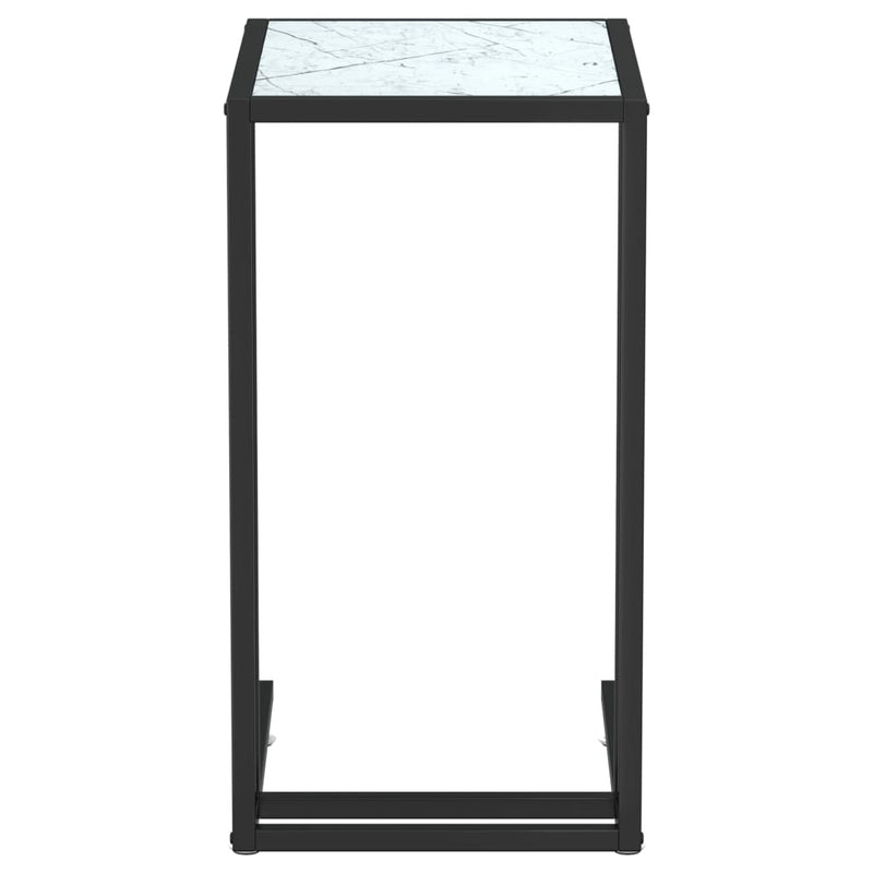 Computer Side Table White Marble 50x35x65 cm Tempered Glass