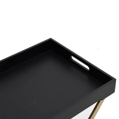 Folding Table Gold and Black 48x34x61 cm MDF