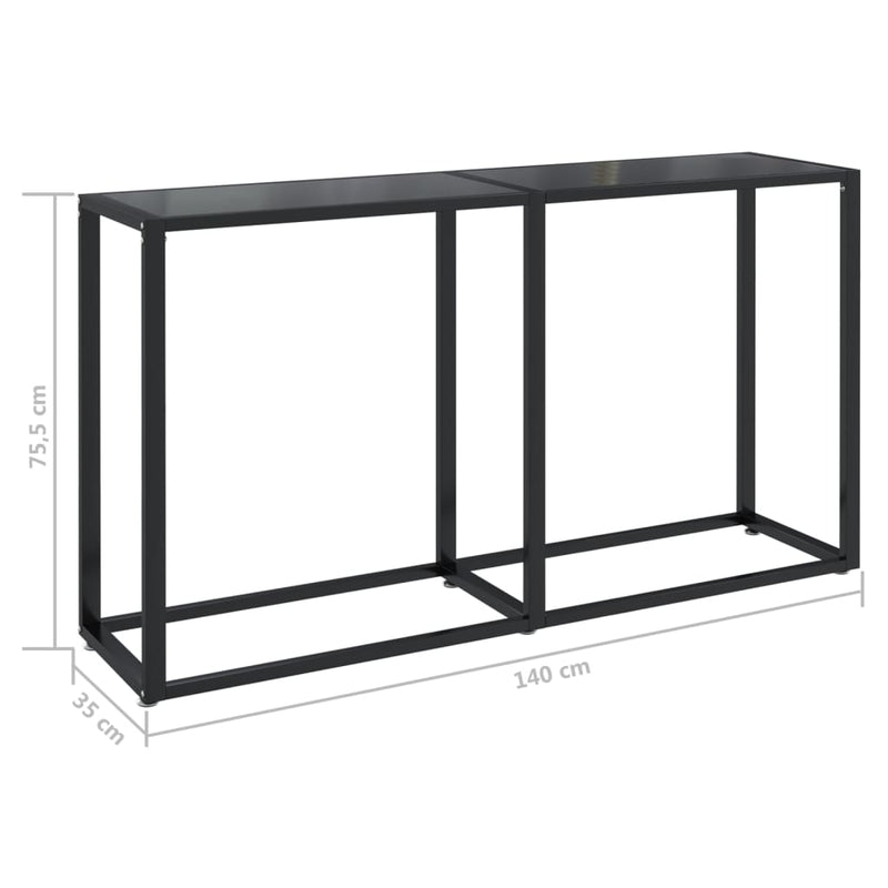 Console Table Black 140x35x75.5cm Tempered Glass