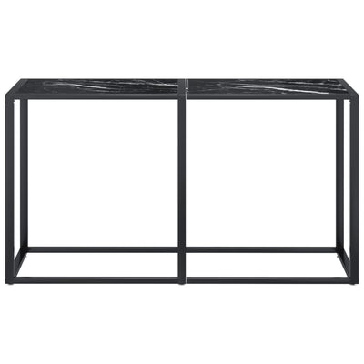 Console Table Black Marble 140x35x75.5cm Tempered Glass