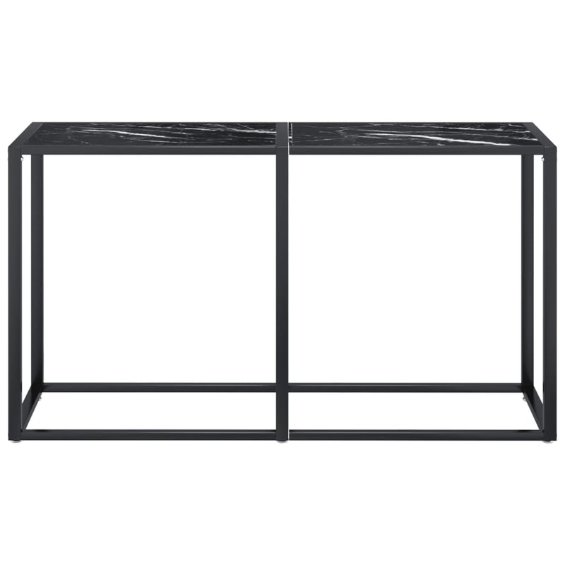 Console Table Black Marble 140x35x75.5cm Tempered Glass