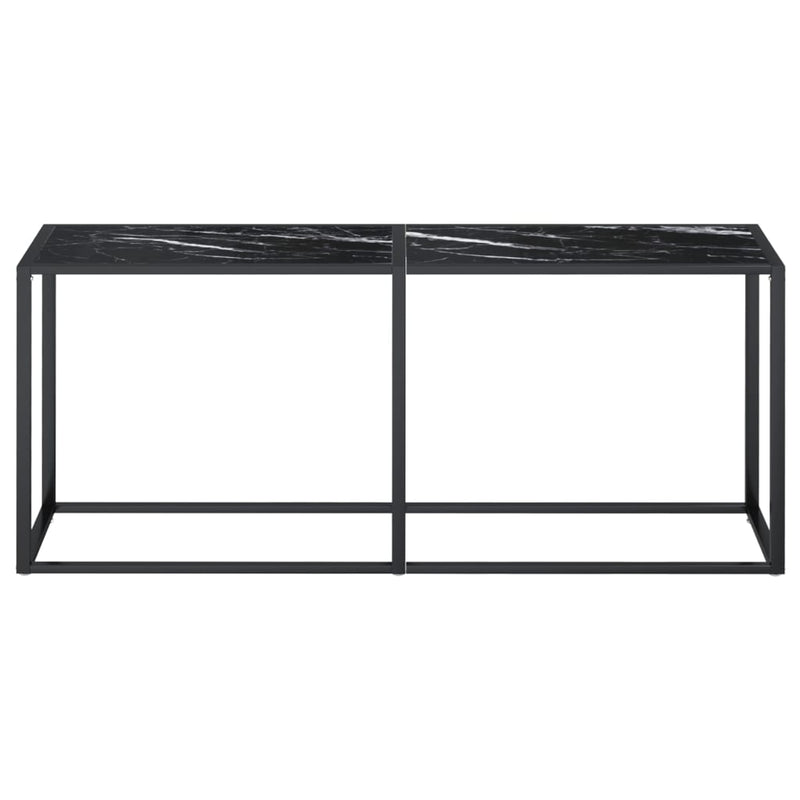 Console Table Black Marble 180x35x75.5cm Tempered Glass