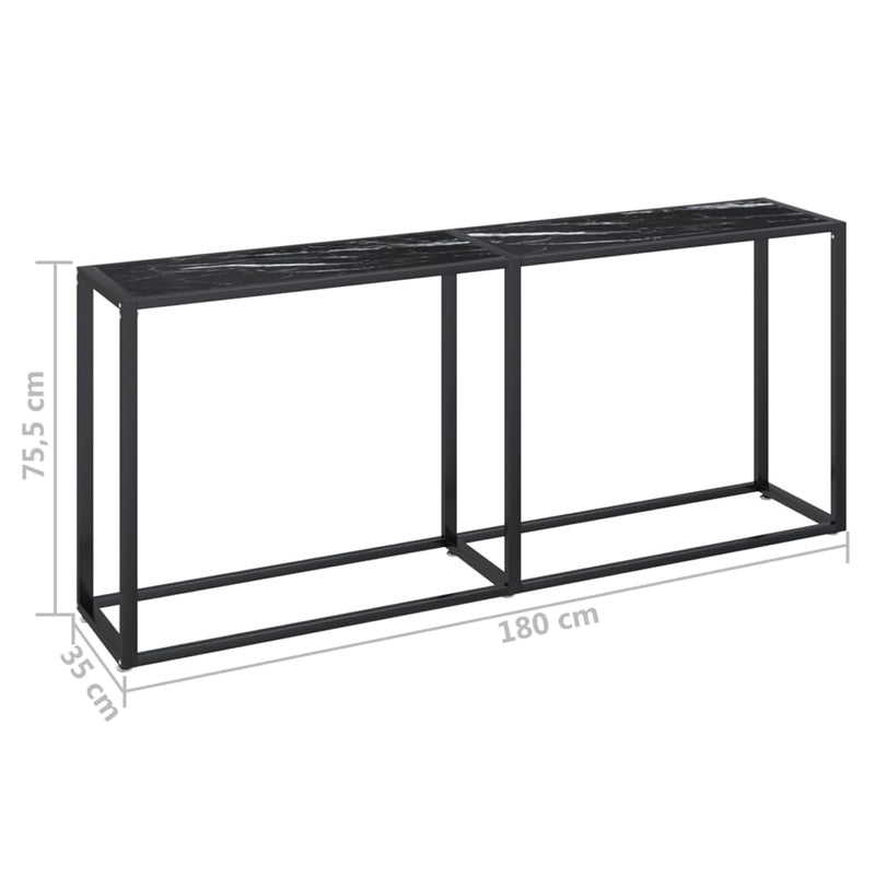 Console Table Black Marble 180x35x75.5cm Tempered Glass