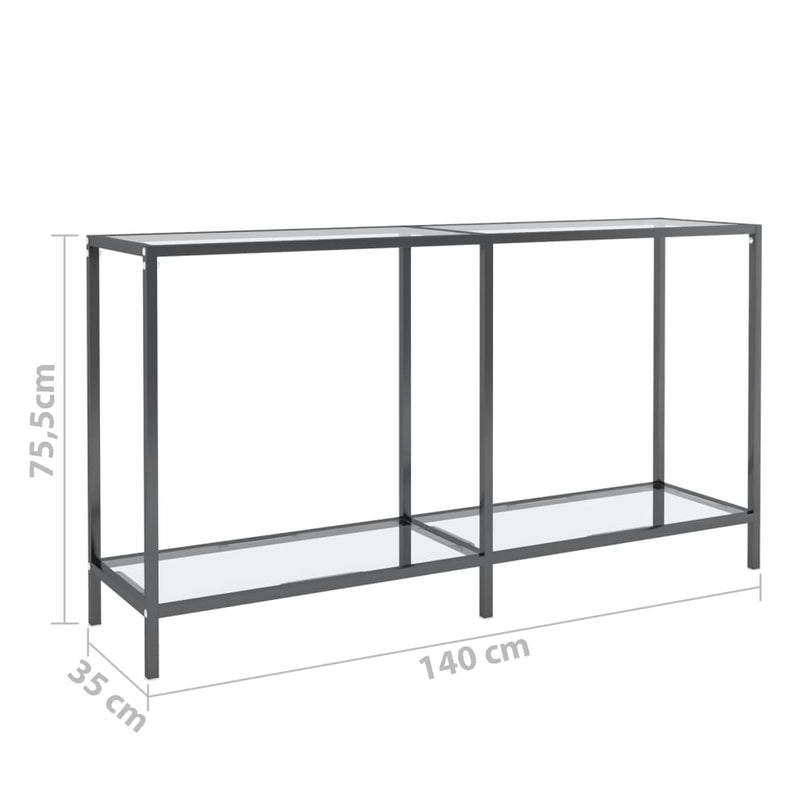 Console Table Transparent 140x35x75.5 cm Tempered Glass