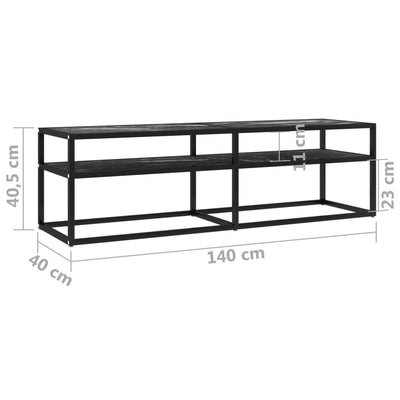 TV Cabinet Black Marble 140x40x40.5 cm Tempered Glass