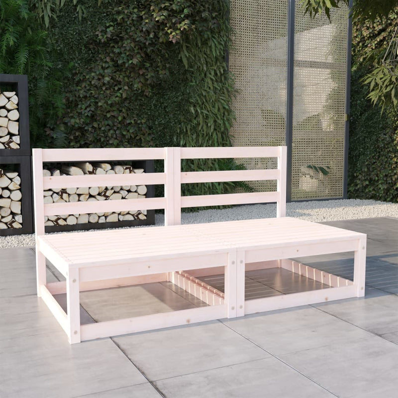 Garden 2-Seater Sofa White Solid Wood Pine