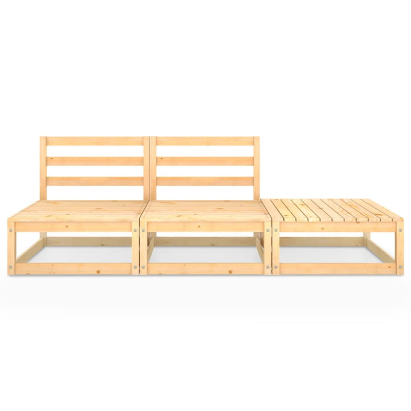 3 Piece Garden Lounge Set Solid Pinewood