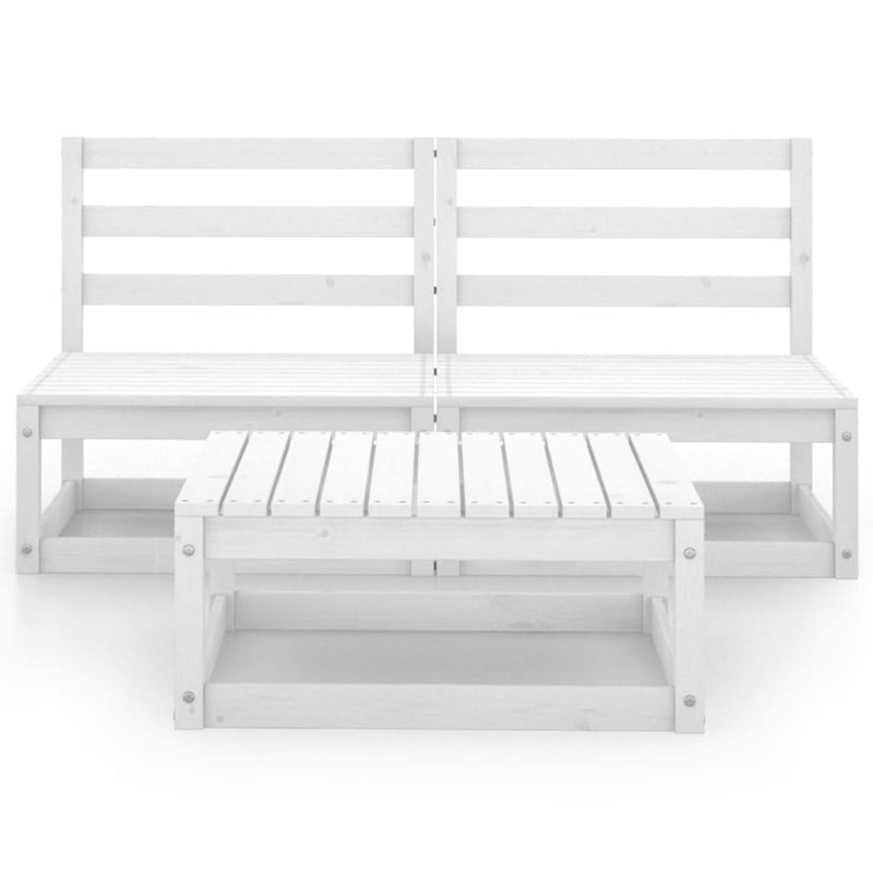 3 Piece Garden Lounge Set White Solid Wood Pine