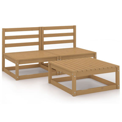 3 Piece Garden Lounge Set Honey Brown Solid Wood Pine