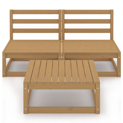 3 Piece Garden Lounge Set Honey Brown Solid Wood Pine