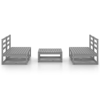 5 Piece Garden Lounge Set Grey Solid Pinewood