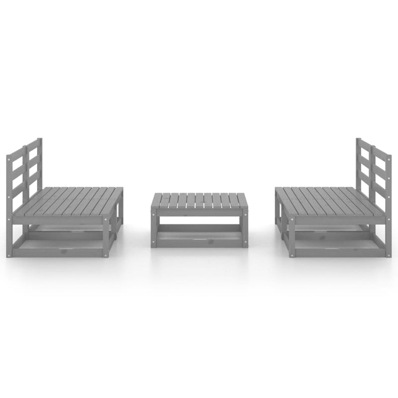 5 Piece Garden Lounge Set Grey Solid Pinewood