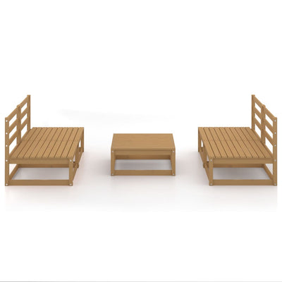 5 Piece Garden Lounge Set Honey Brown Solid Pinewood