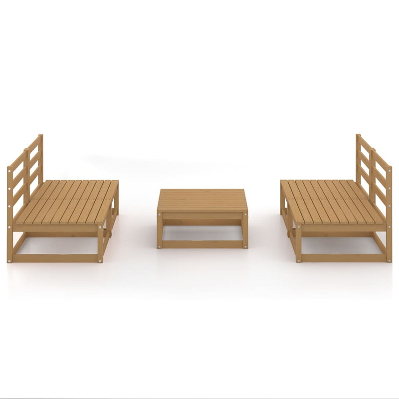 5 Piece Garden Lounge Set Honey Brown Solid Pinewood