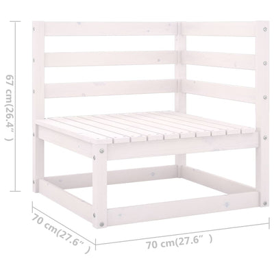 3 Piece Garden Lounge Set White Solid Pinewood